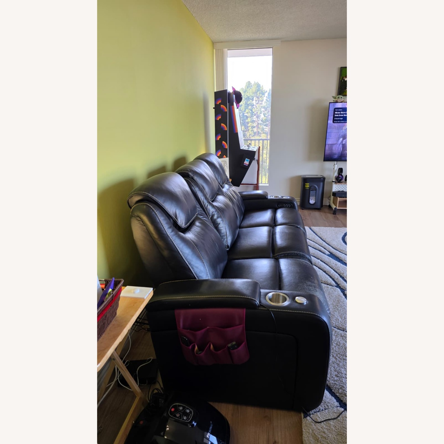SeatCraft Black Leather 3+ Seater Sofa - image-2