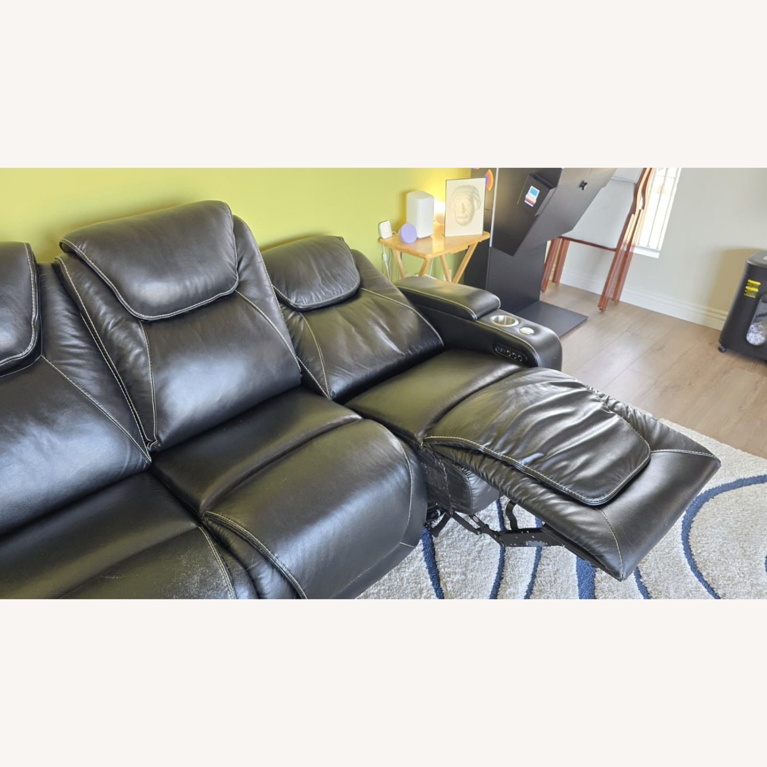 SeatCraft Black Leather 3+ Seater Sofa - image-7