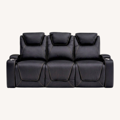 Used SeatCraft Black Leather 3+ Seater Sofa for sale on AptDeco