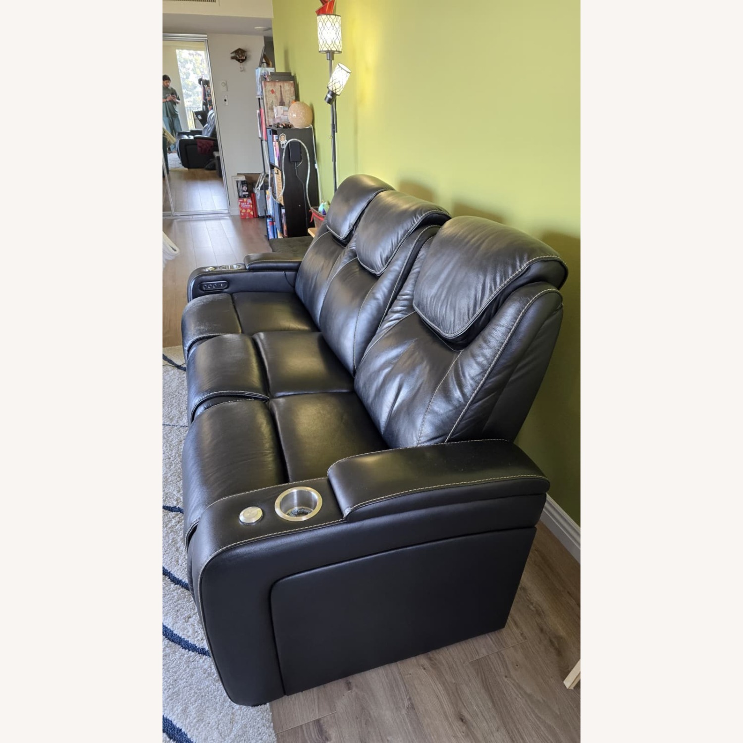 SeatCraft Black Leather 3+ Seater Sofa - image-4