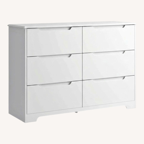 Used Asofer 6 Drawer Double White Dresser with Cutout Handle for sale on AptDeco