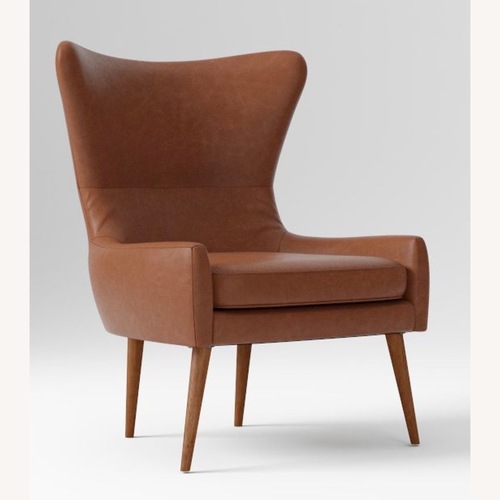 Used West Elm Erik Leather Wing Back Armchair Cigar  for sale on AptDeco
