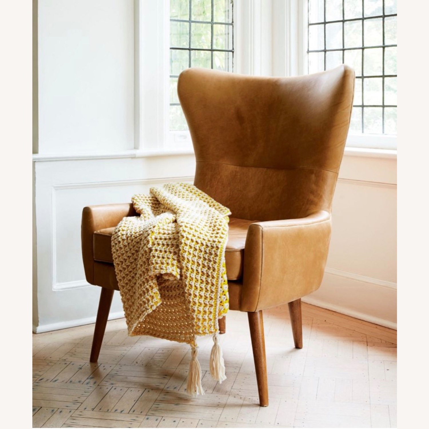 West Elm Erik Leather Wing Back Armchair Cigar  - image-5