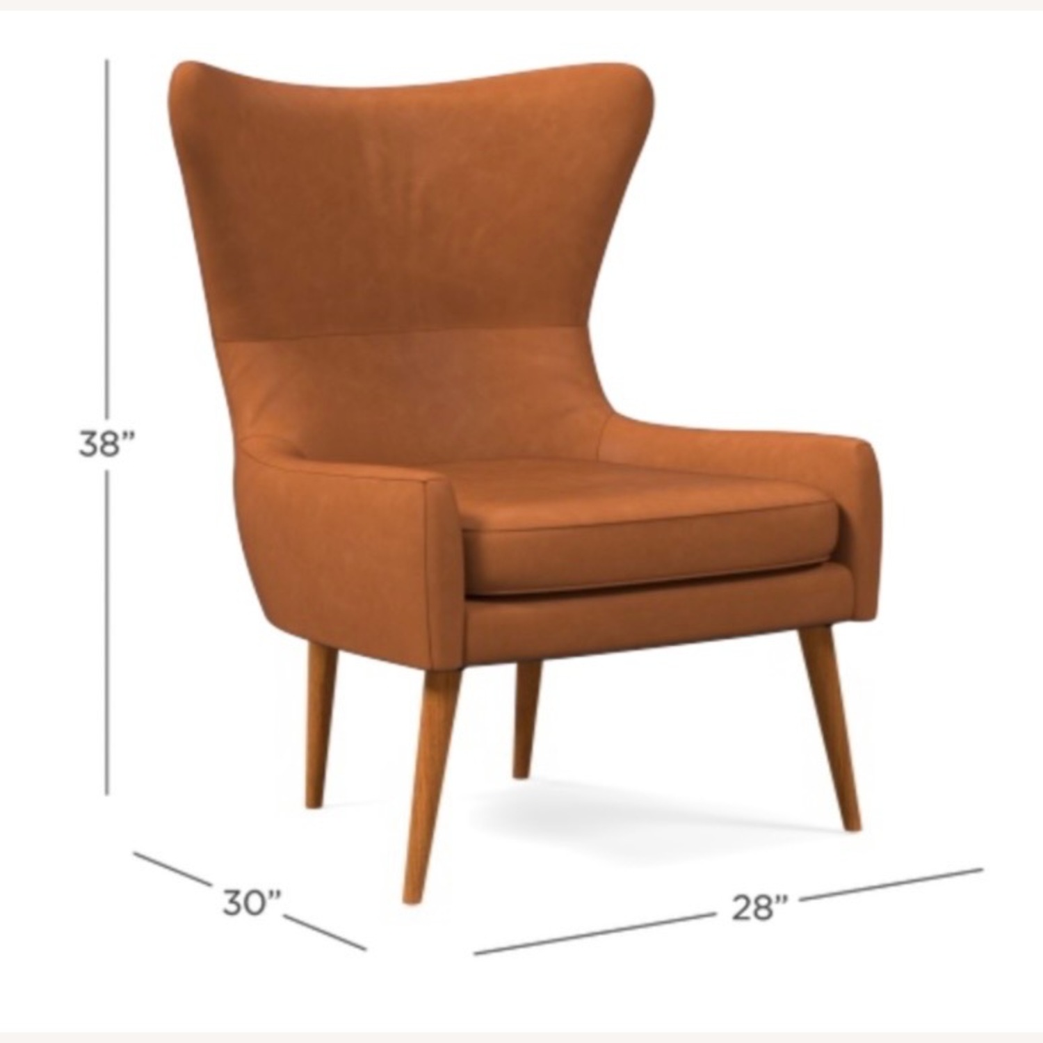 West Elm Erik Leather Wing Back Armchair Cigar  - image-2