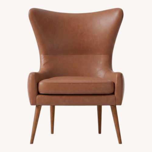 Used West Elm Erik Leather Wing Back Armchair Cigar  for sale on AptDeco