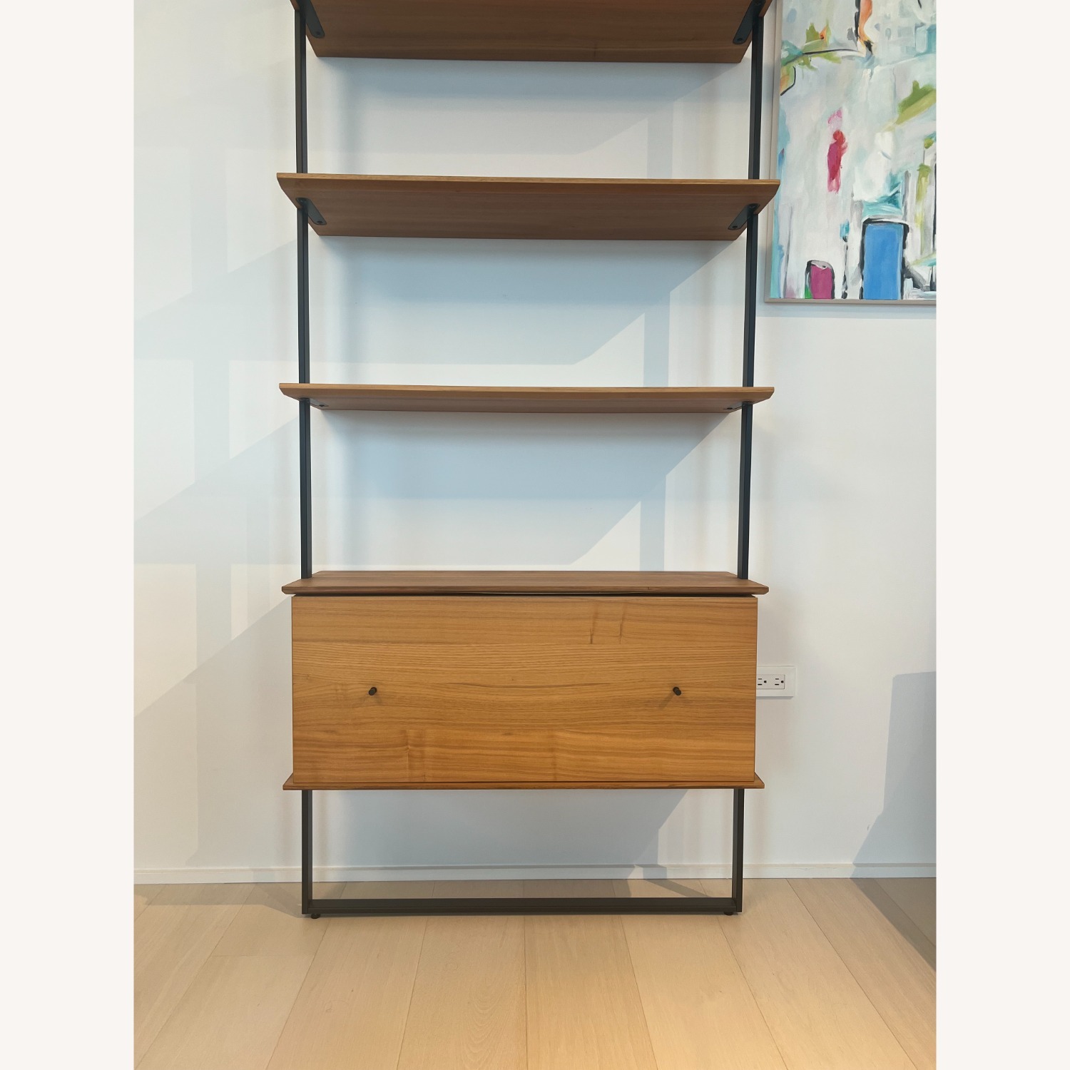 Slim Natural Wood Bookcase - image-2
