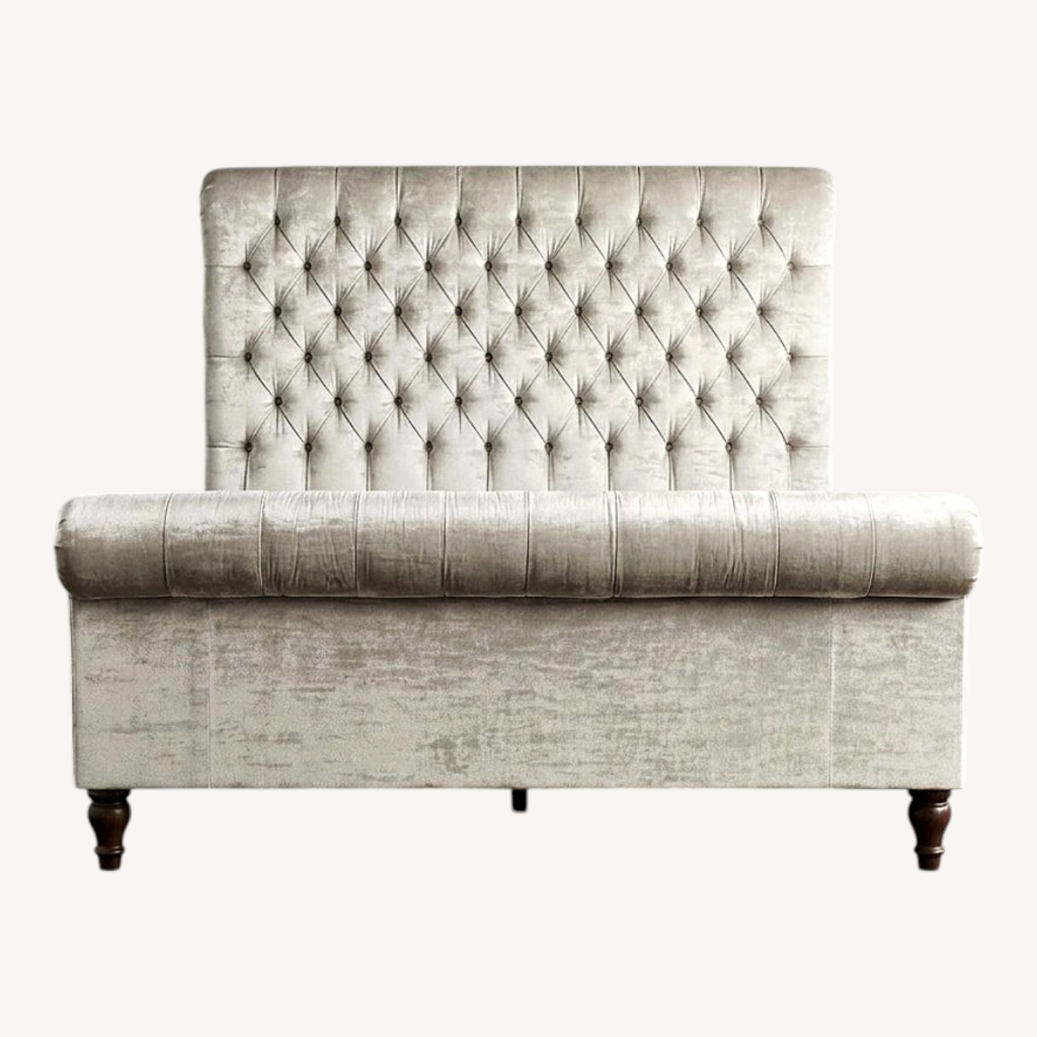 Light Gray Velvet California King Bed - image-0