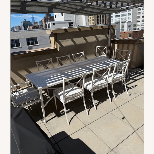 Used Restoration Hardware 96" Trousdale Cast Aluminum Table & Chairs for sale on AptDeco