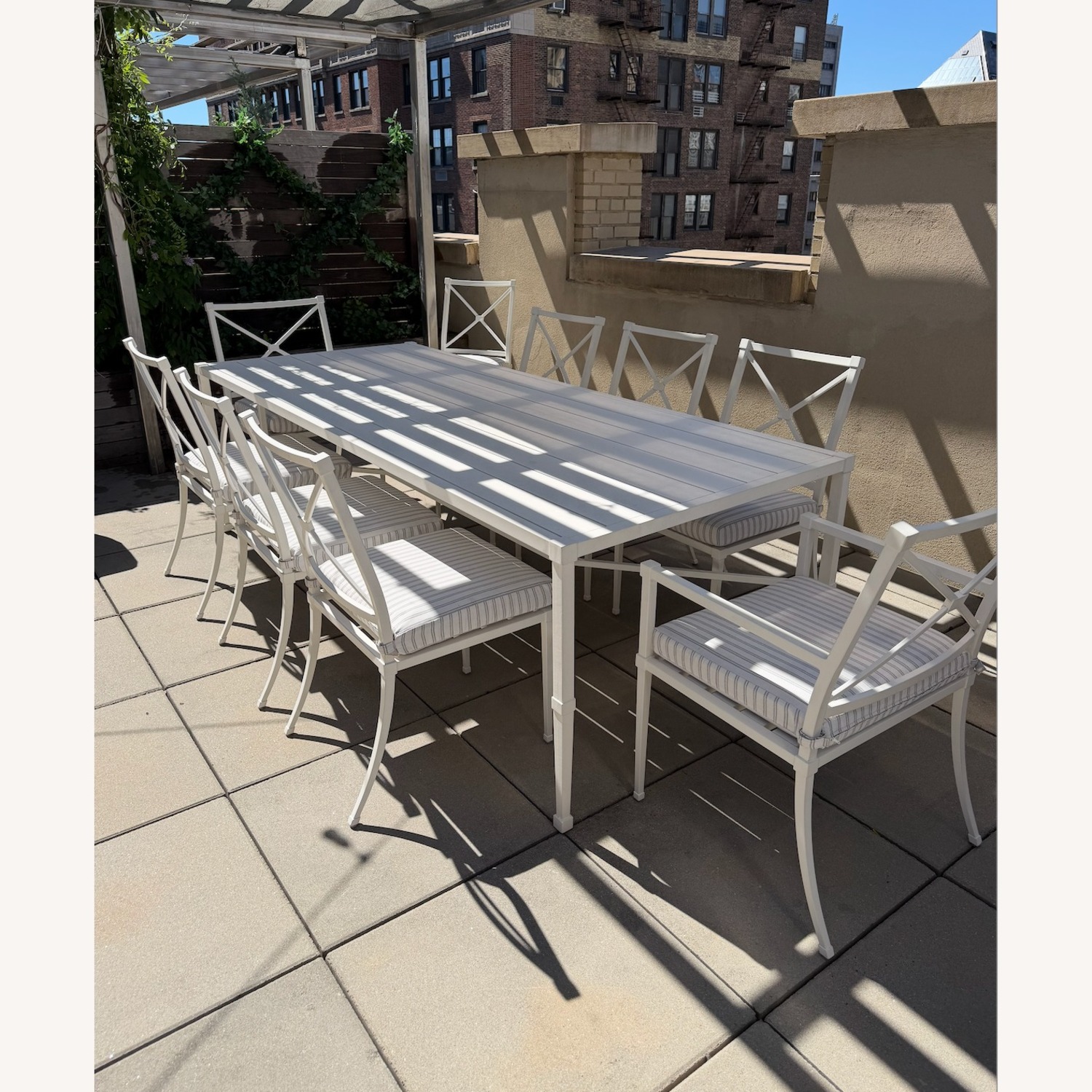 Restoration Hardware 96" Trousdale Cast Aluminum Table & Chairs - image-4