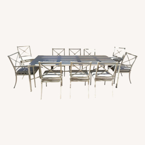 Used Restoration Hardware 96" Trousdale Cast Aluminum Table & Chairs for sale on AptDeco