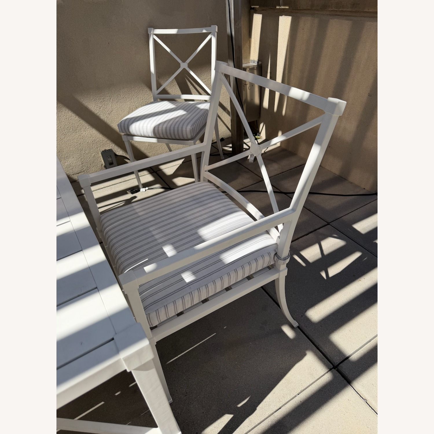 Restoration Hardware 96" Trousdale Cast Aluminum Table & Chairs - image-5