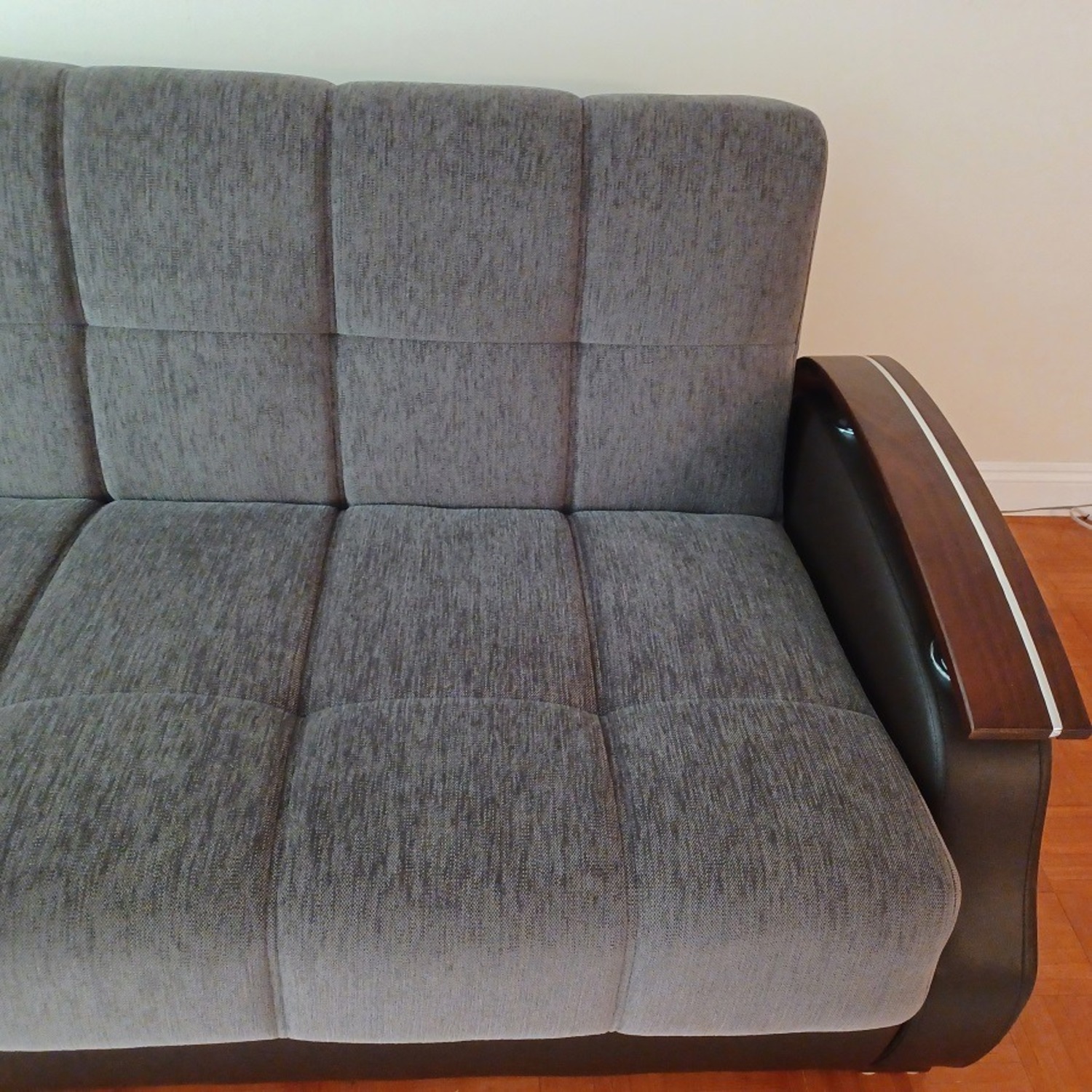 European Couch Dark Gray Fabric Sleeper Sofa - image-7