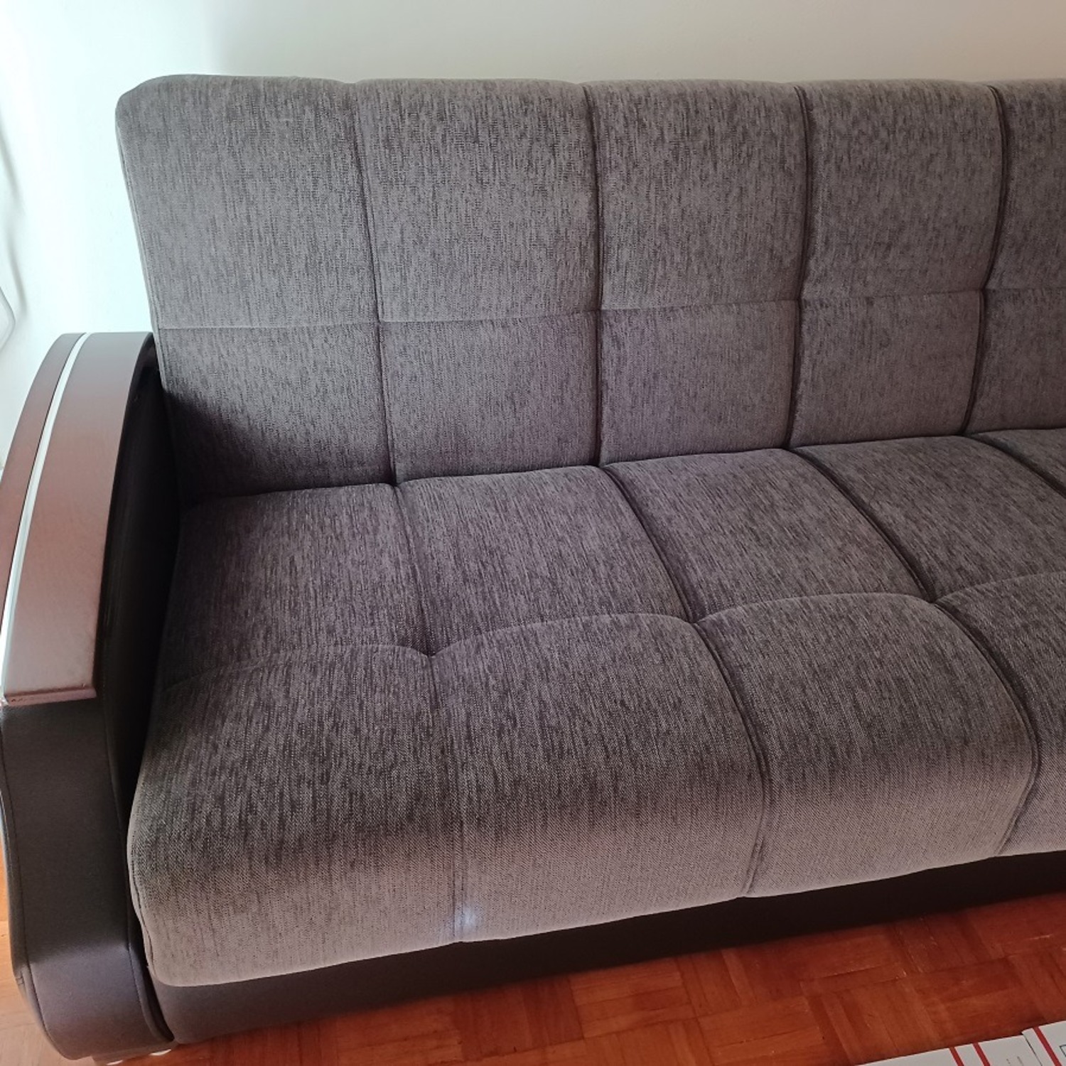 European Couch Dark Gray Fabric Sleeper Sofa - image-2
