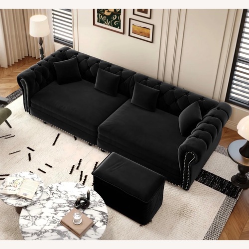 Used House of Hampton Black Velvet Couch for sale on AptDeco