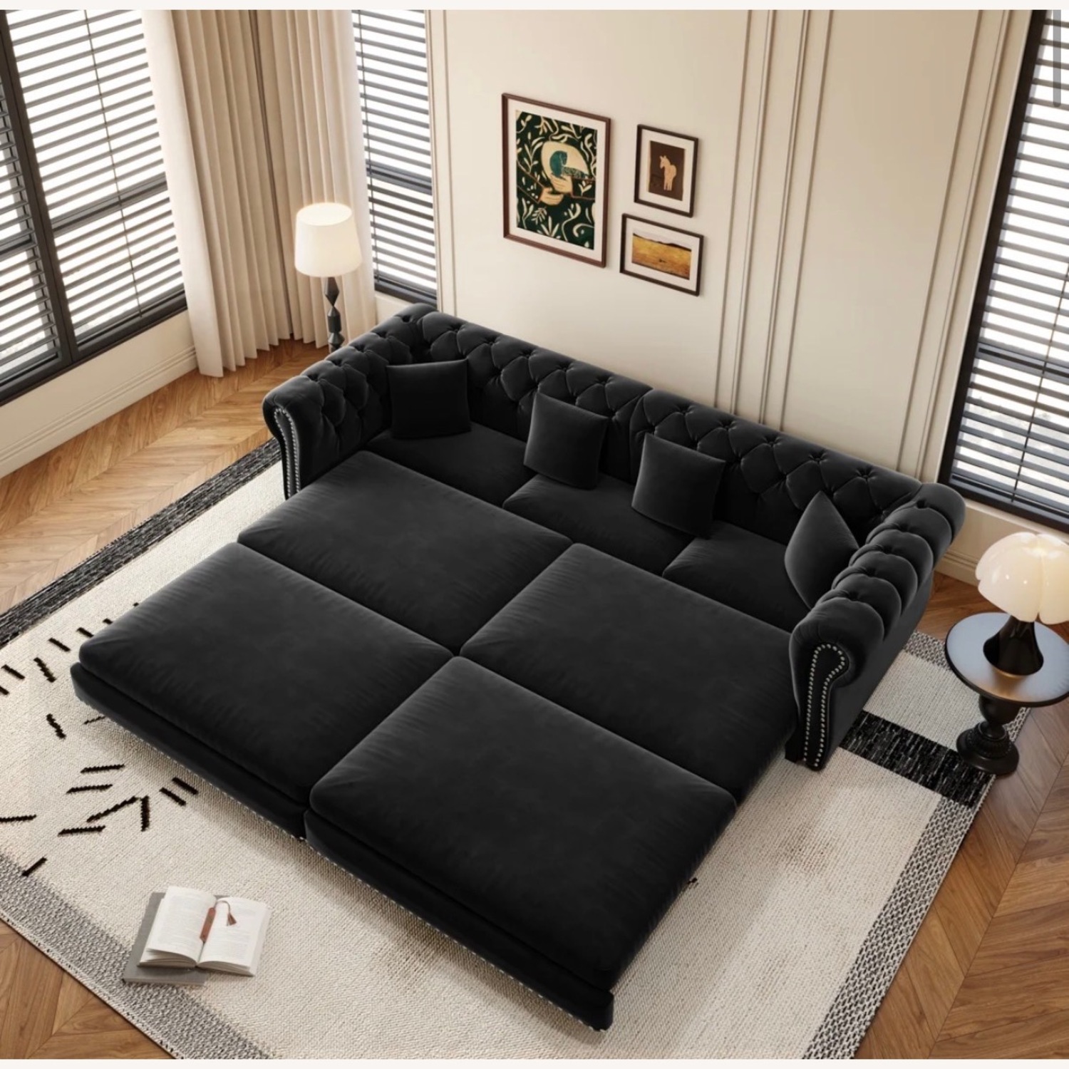 House of Hampton Black Velvet Couch - image-2