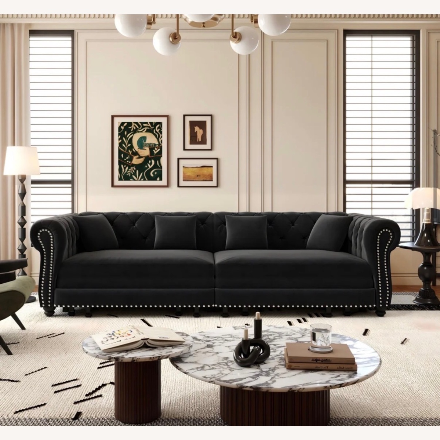 House of Hampton Black Velvet Couch - image-4