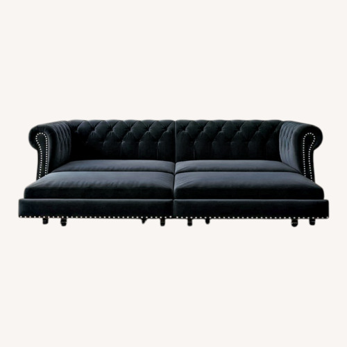 Used House of Hampton Black Velvet Couch for sale on AptDeco