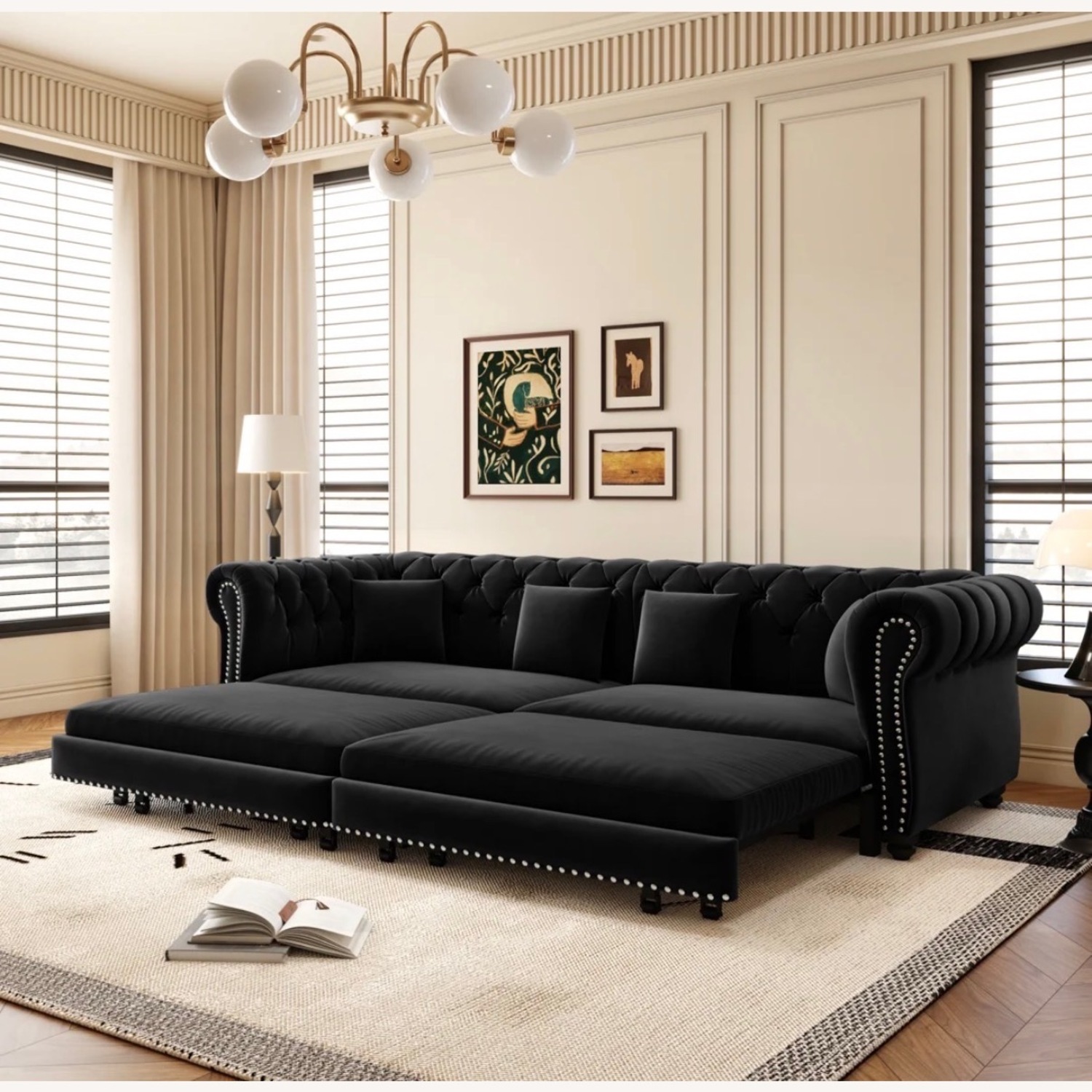 House of Hampton Black Velvet Couch - image-3
