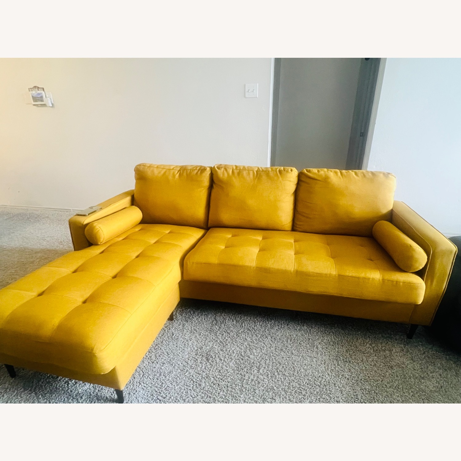 Yellow Fabric 2 Piece Sectional - image-2