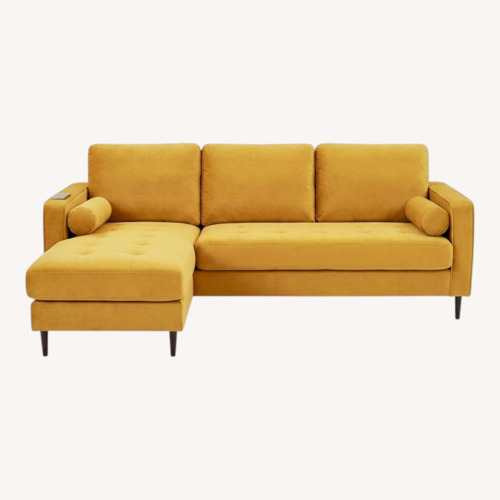 Used Yellow Fabric 2 Piece Sectional for sale on AptDeco
