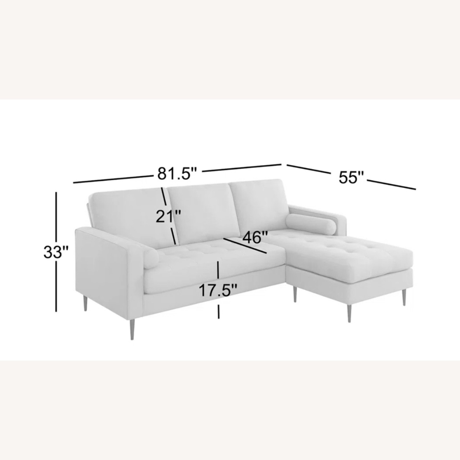 Yellow Fabric 2 Piece Sectional - image-3