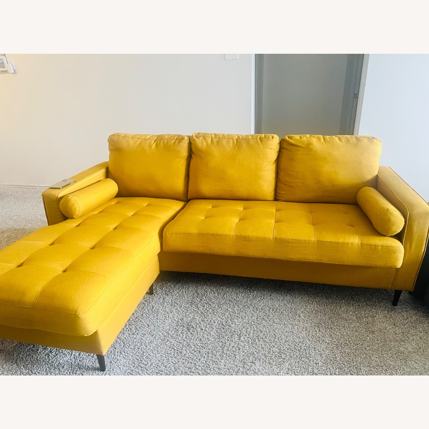 Yellow Fabric 2 Piece Sectional - image-1