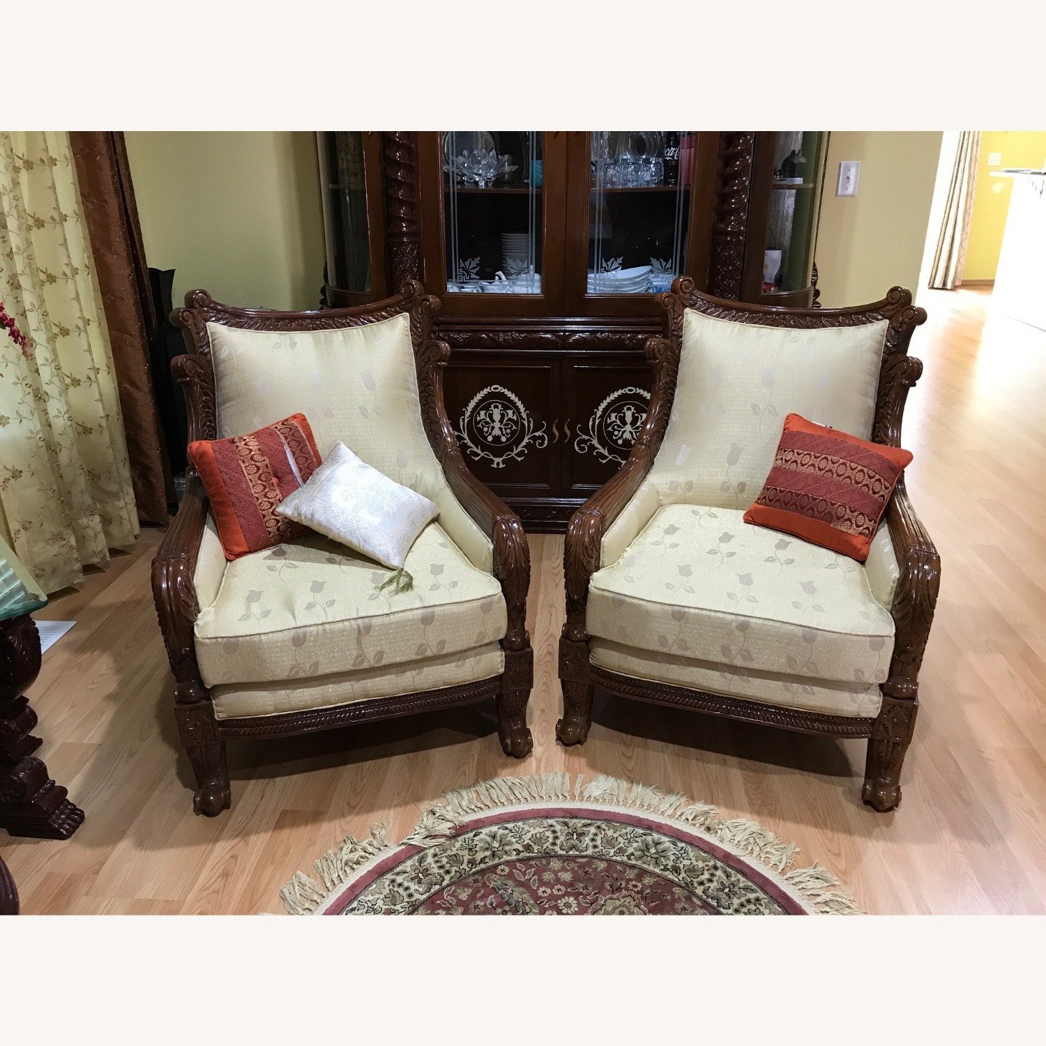 Vintage/Antique Yellow Fabric Armchair - image-3