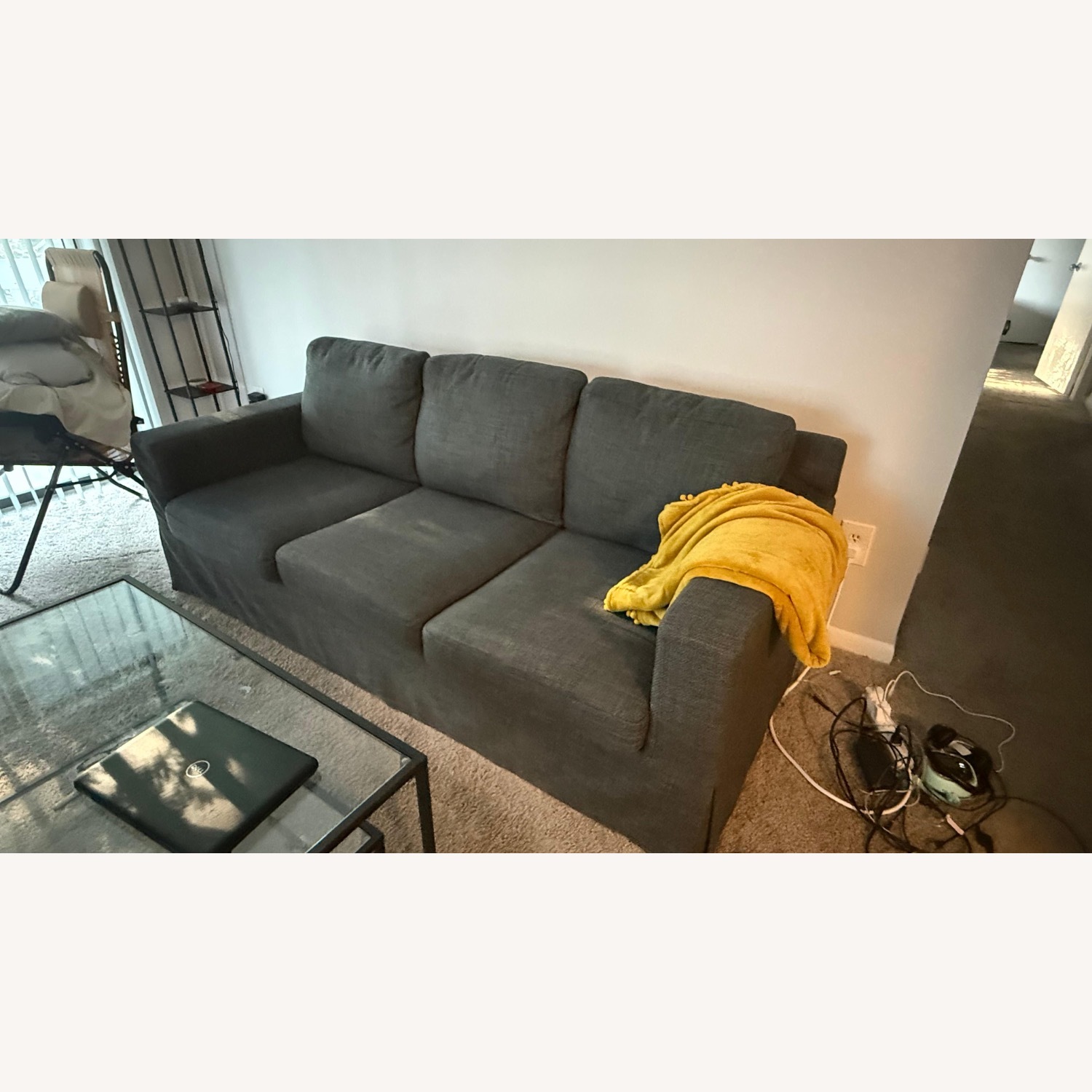 Dark Gray Fabric 3+ Seater Sofa - image-2