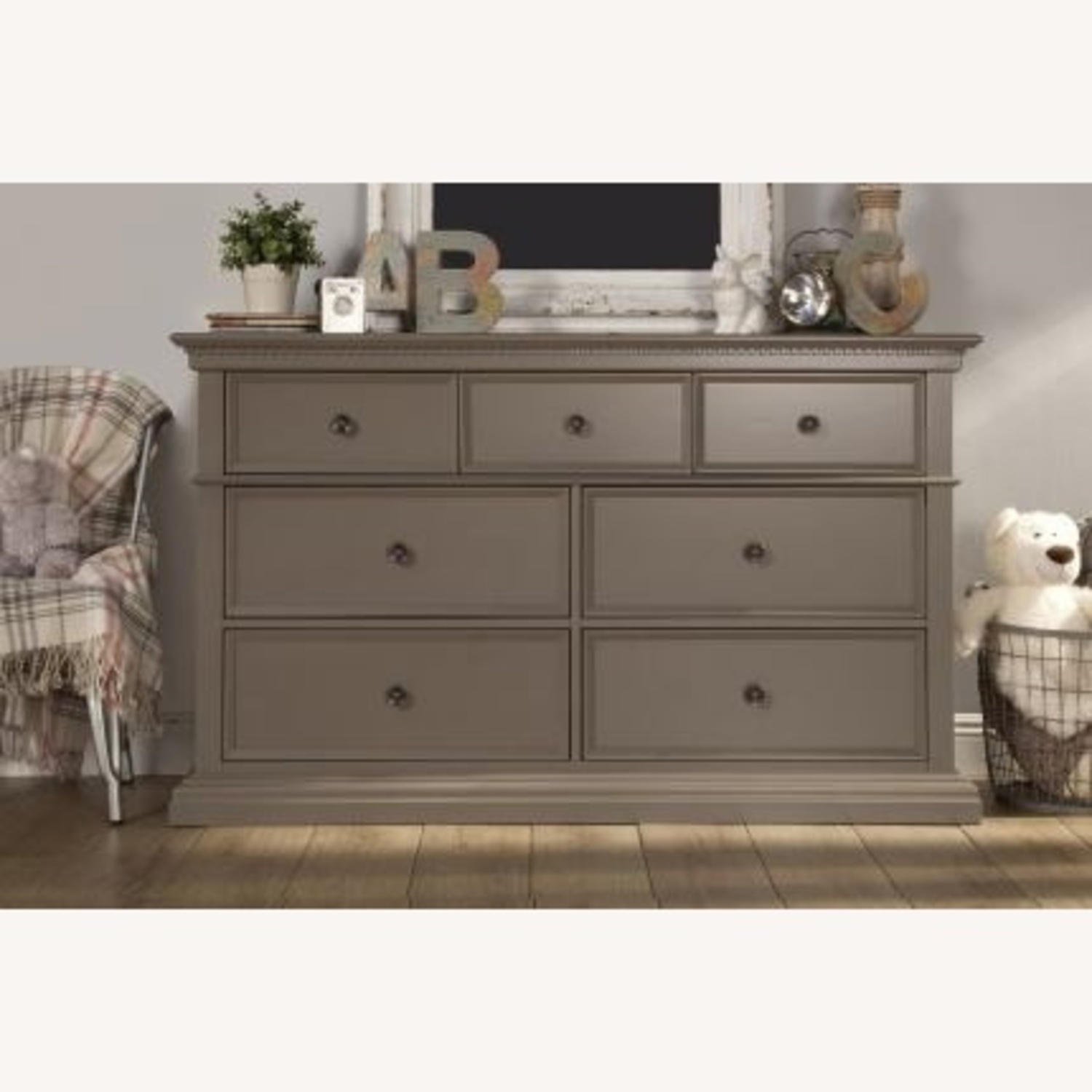 Light Gray Wood Dresser - image-4