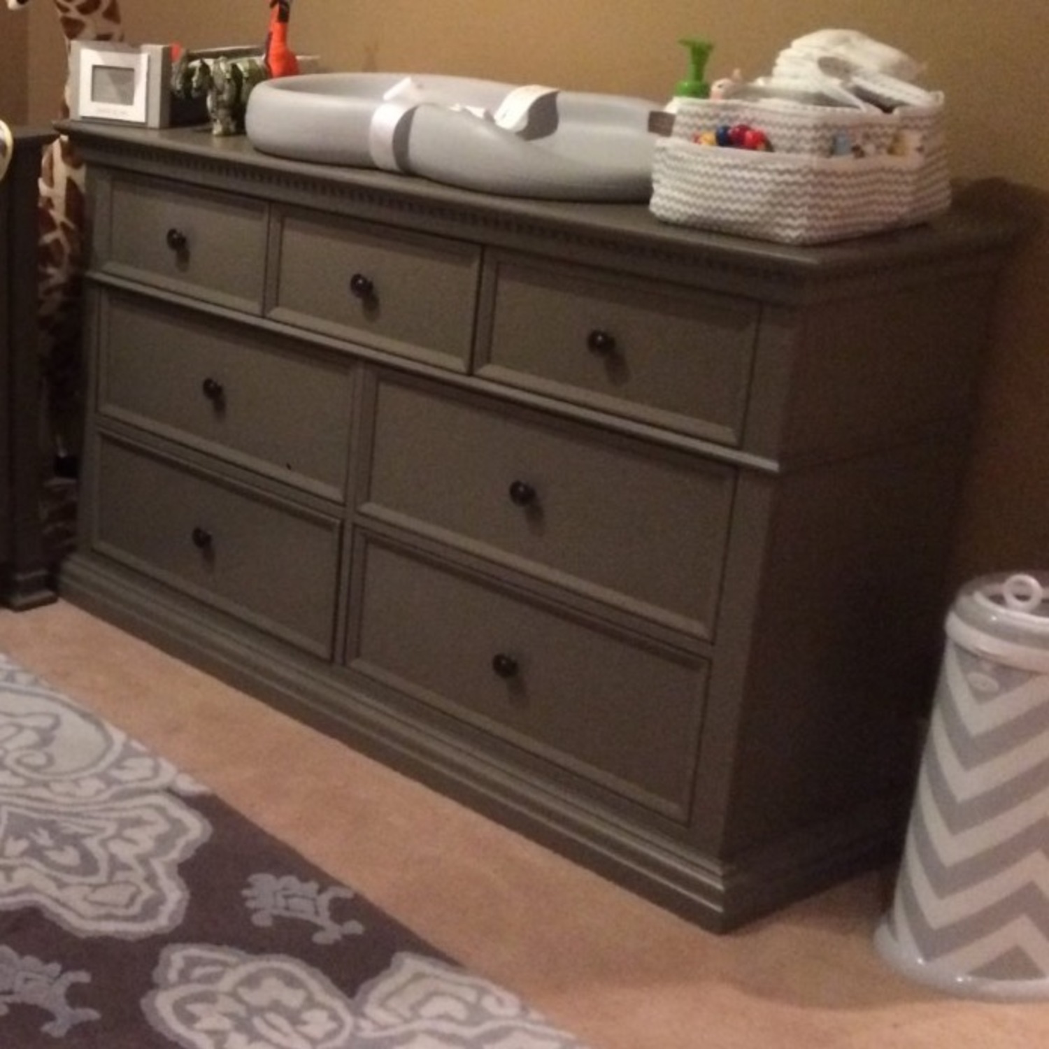 Light Gray Wood Dresser - image-3