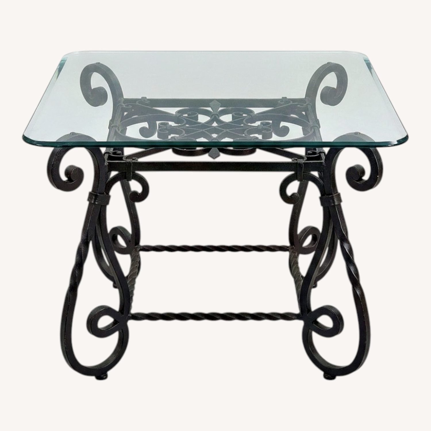 Iron and Glass Side Table - image-0