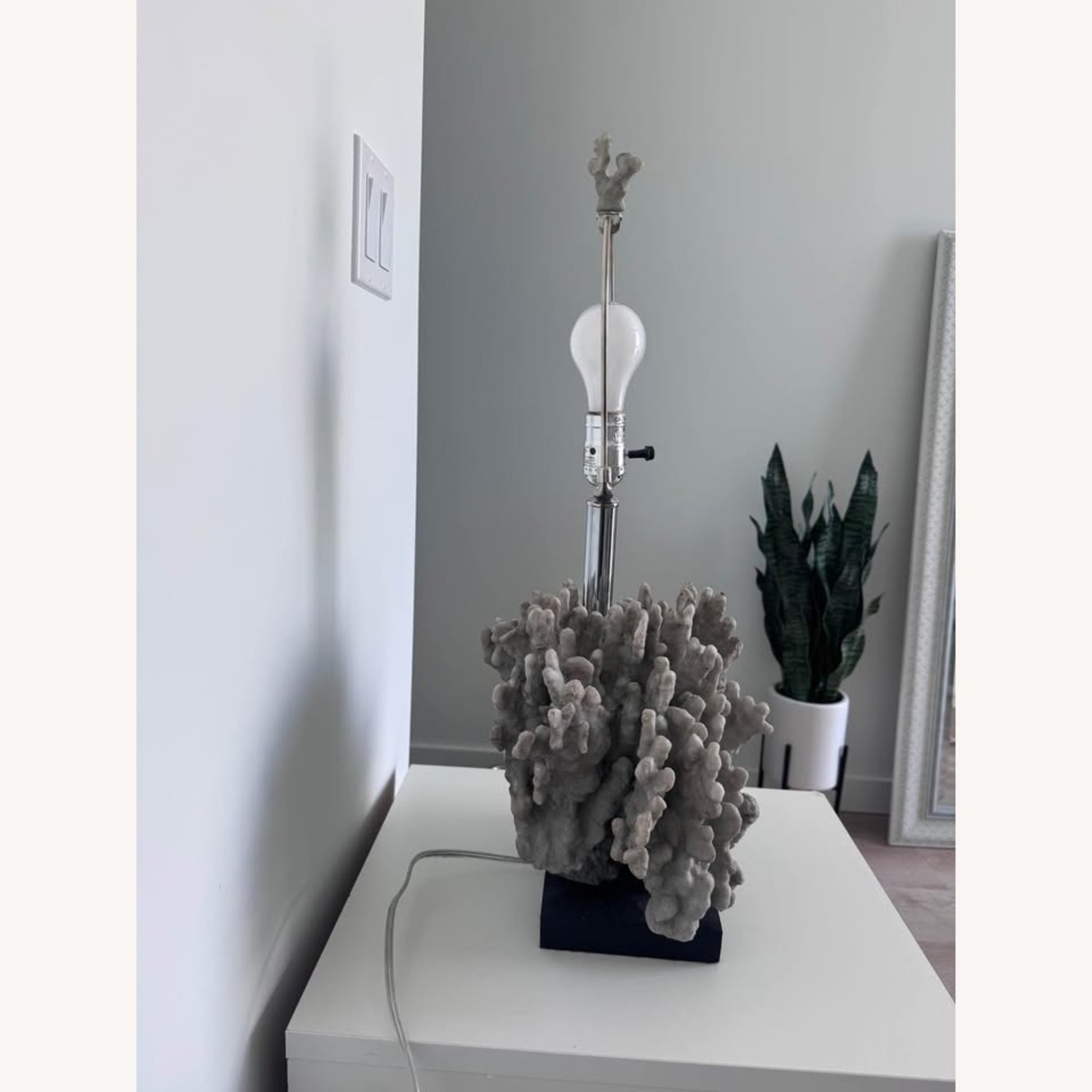 Light Gray Faux Coral Table Lamp - image-2