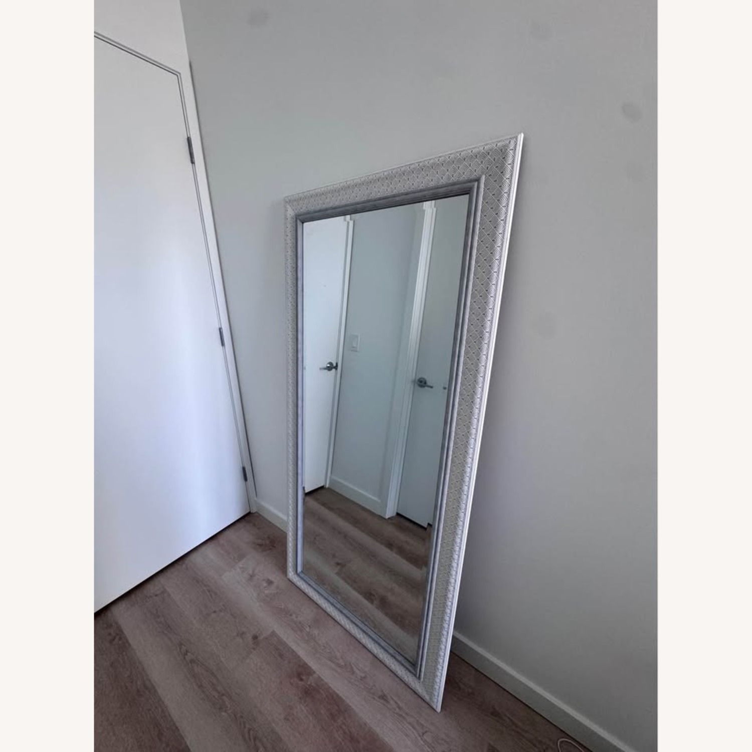 Light Gray Wood Floor Mirror - image-3
