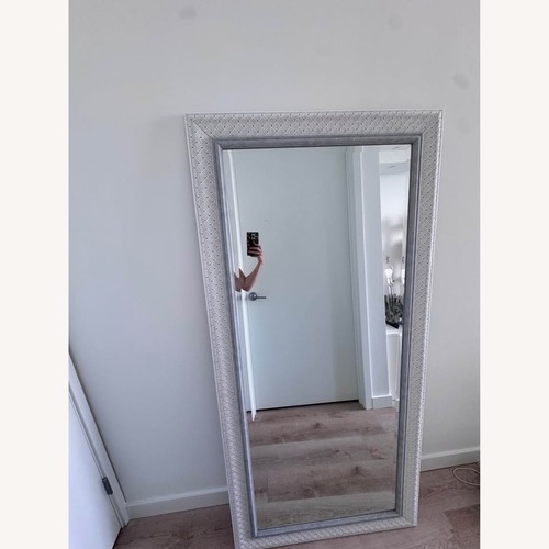 Used Light Gray Wood Floor Mirror for sale on AptDeco