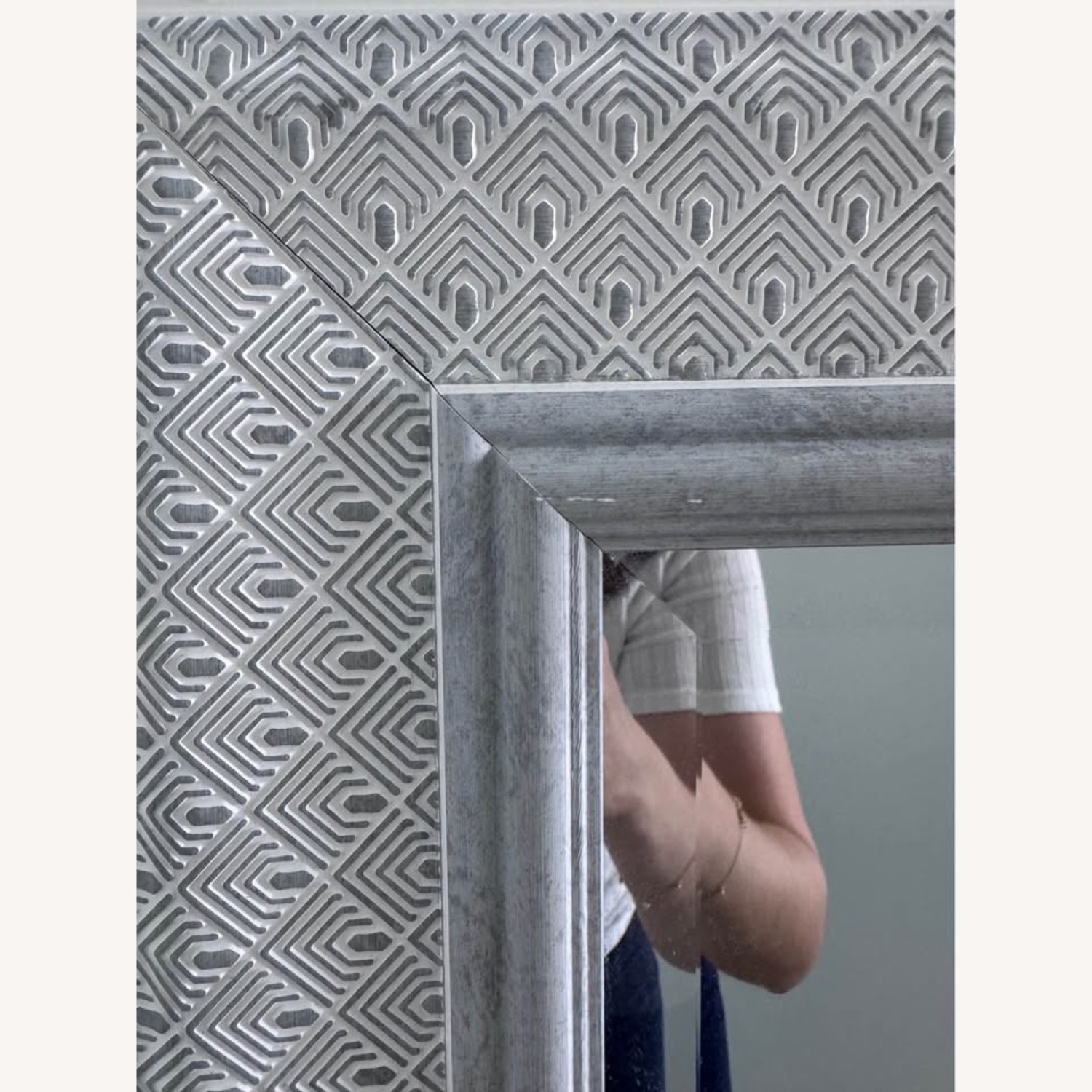 Light Gray Wood Wall Mirror - image-3
