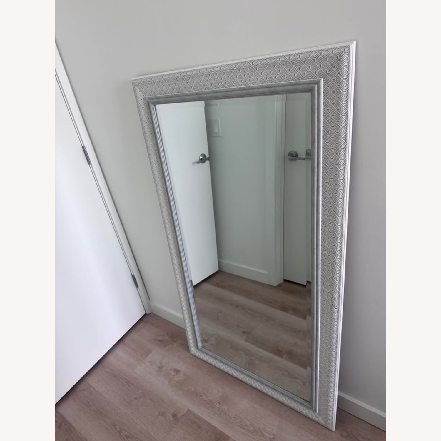 Light Gray Wood Wall Mirror - image-2