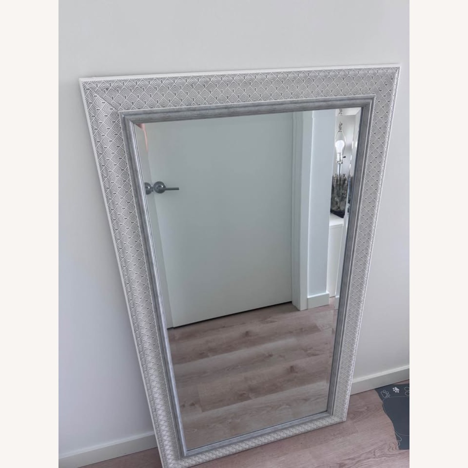 Light Gray Wood Wall Mirror - image-1