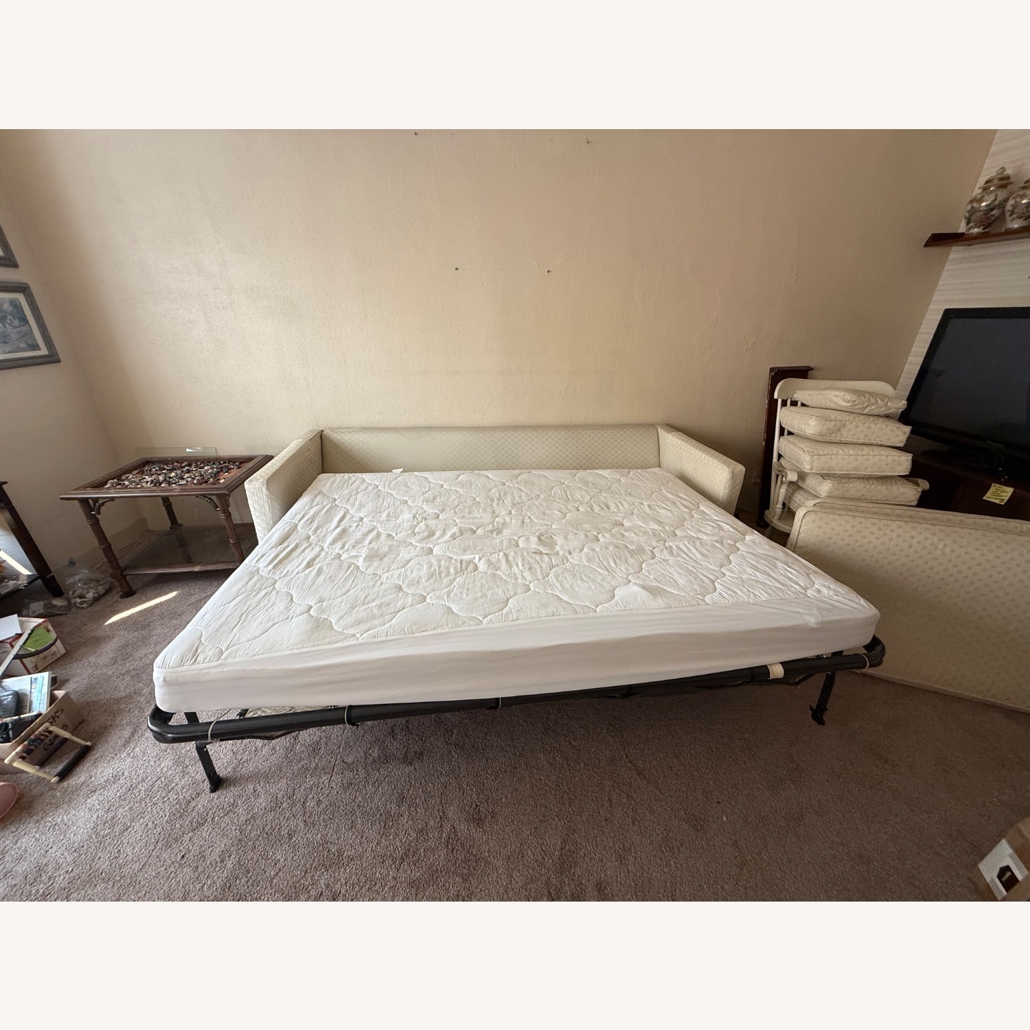 Castro Convertible Sofa Bed Cream with Diamond - image-5