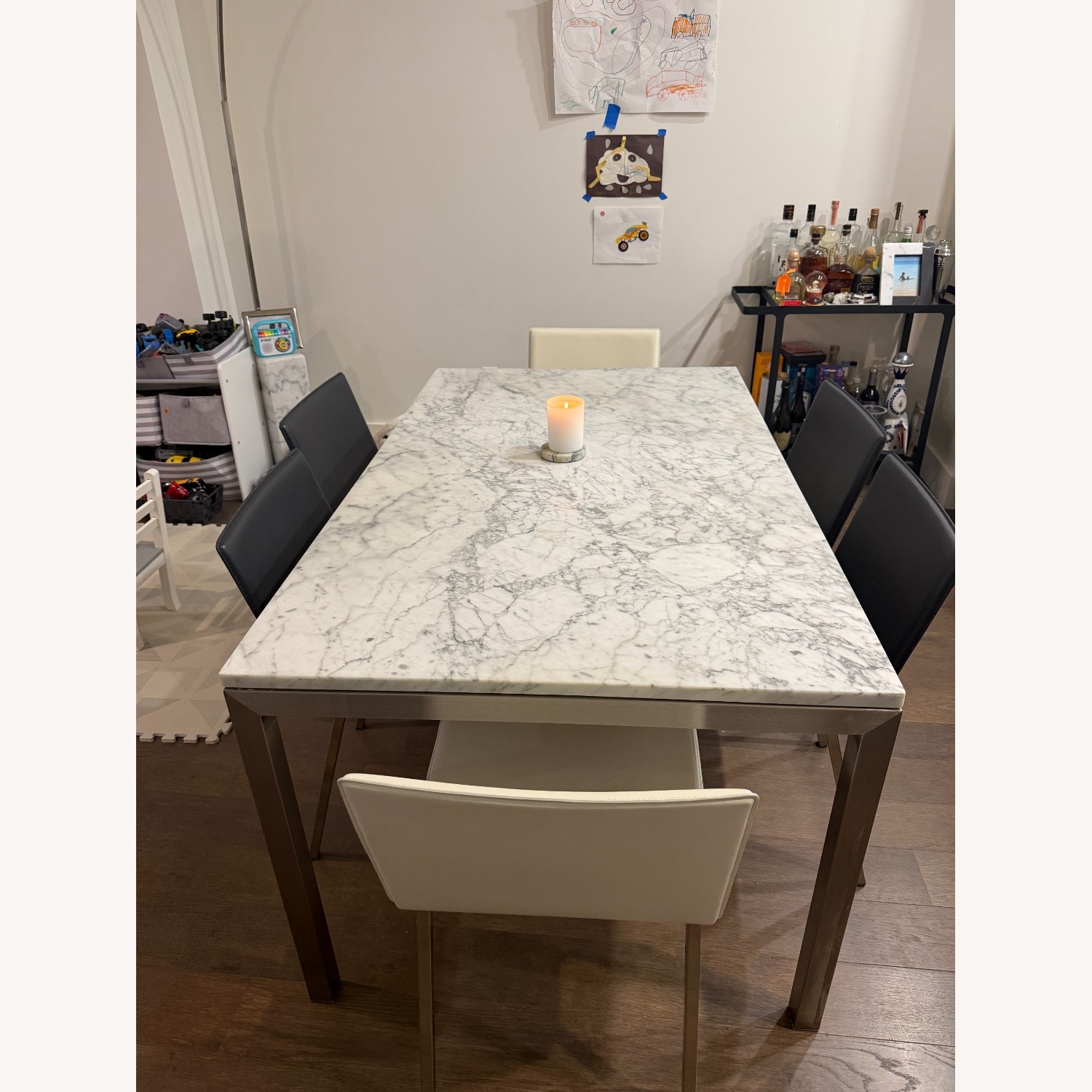 Crate & Barrel Light Gray Dining Table - image-2