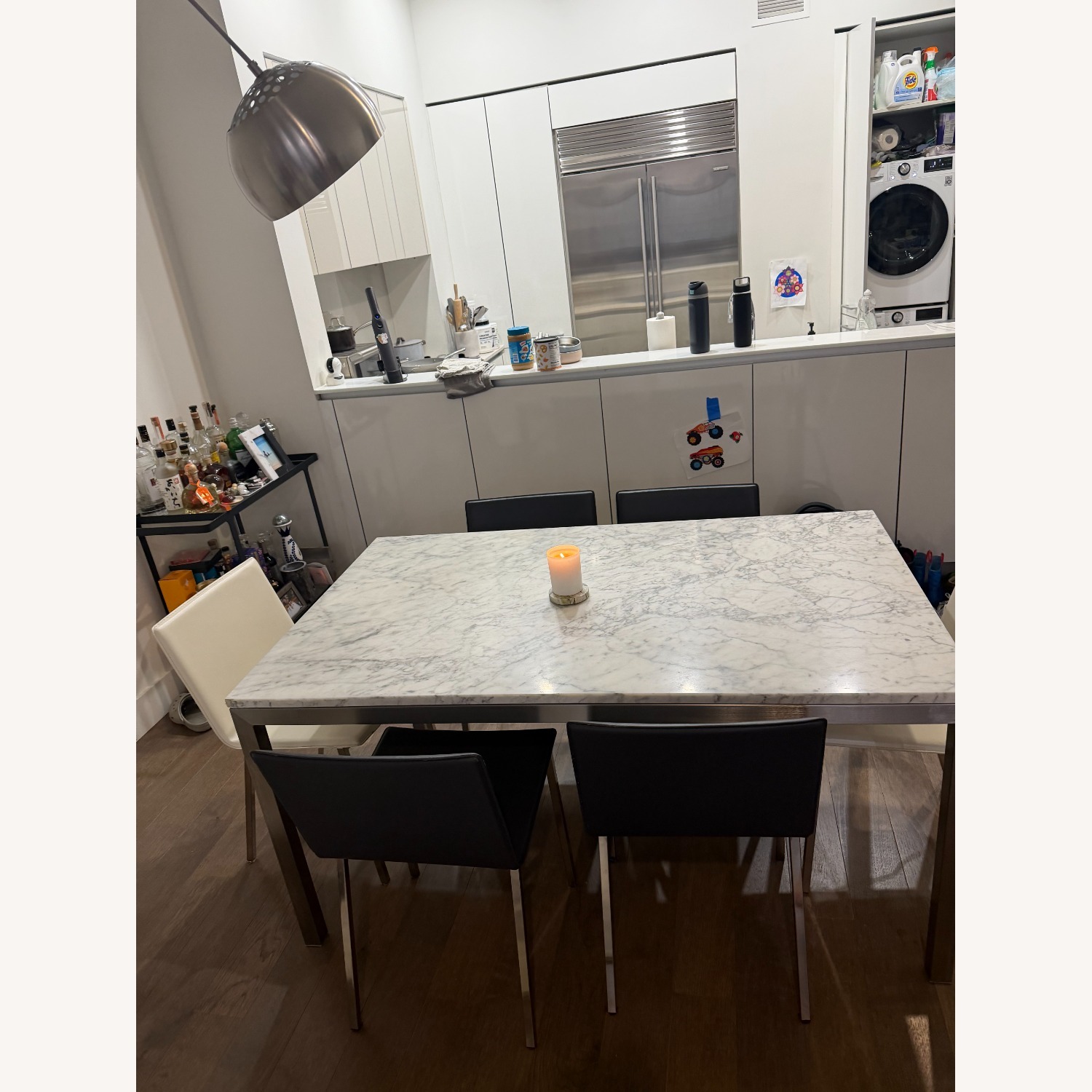 Crate & Barrel Light Gray Dining Table - image-4