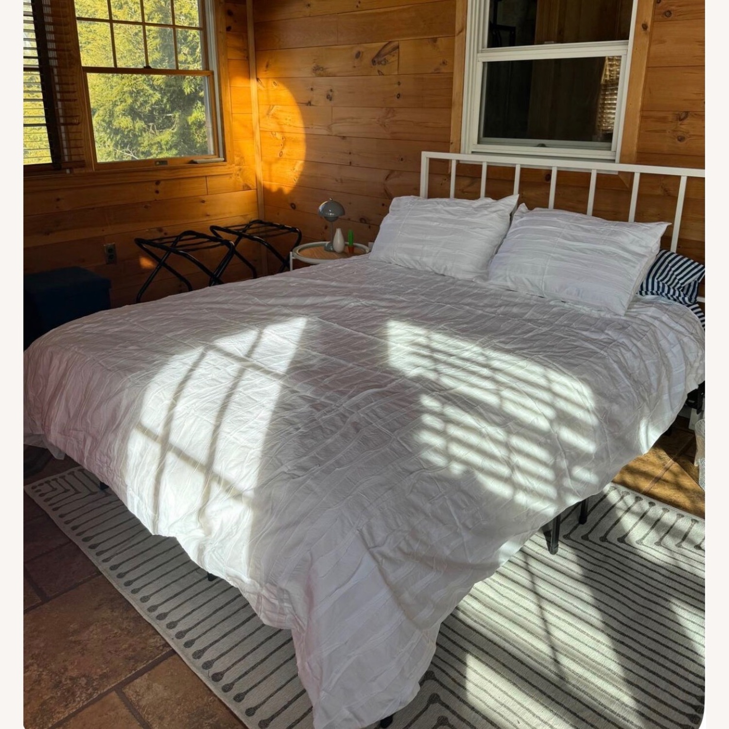 White Metal Queen Bed - image-1