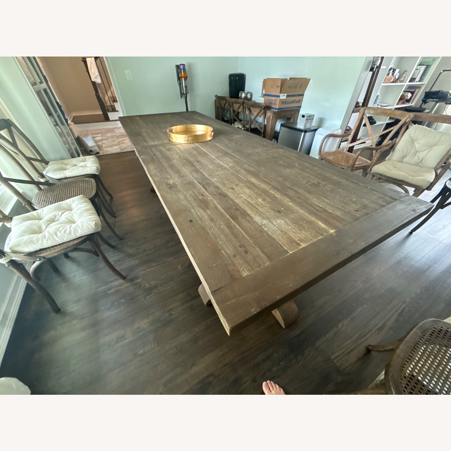 Restoration Hardware 20th C. Reclaimed Pine & Zinc Trestle Table - image-5