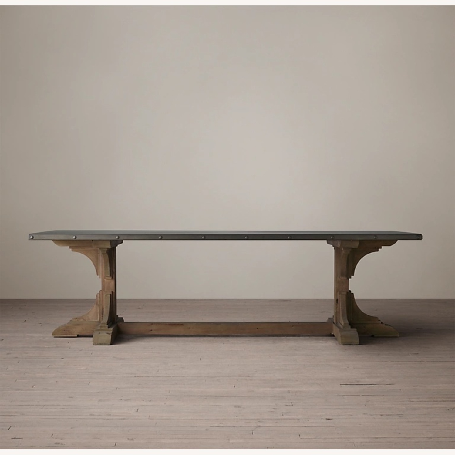 Restoration Hardware 20th C. Reclaimed Pine & Zinc Trestle Table - image-7