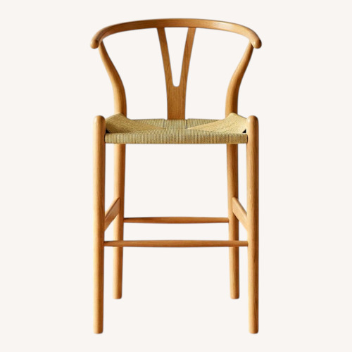 Used Poly and Bark Wishbone Counter Stools Set of 2 for sale on AptDeco