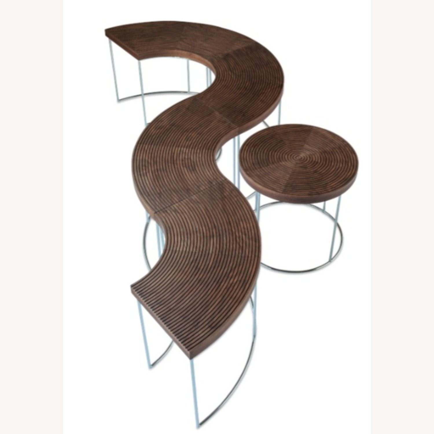 Ripples Coffee Table - Walnut & Gold Finish - image-3
