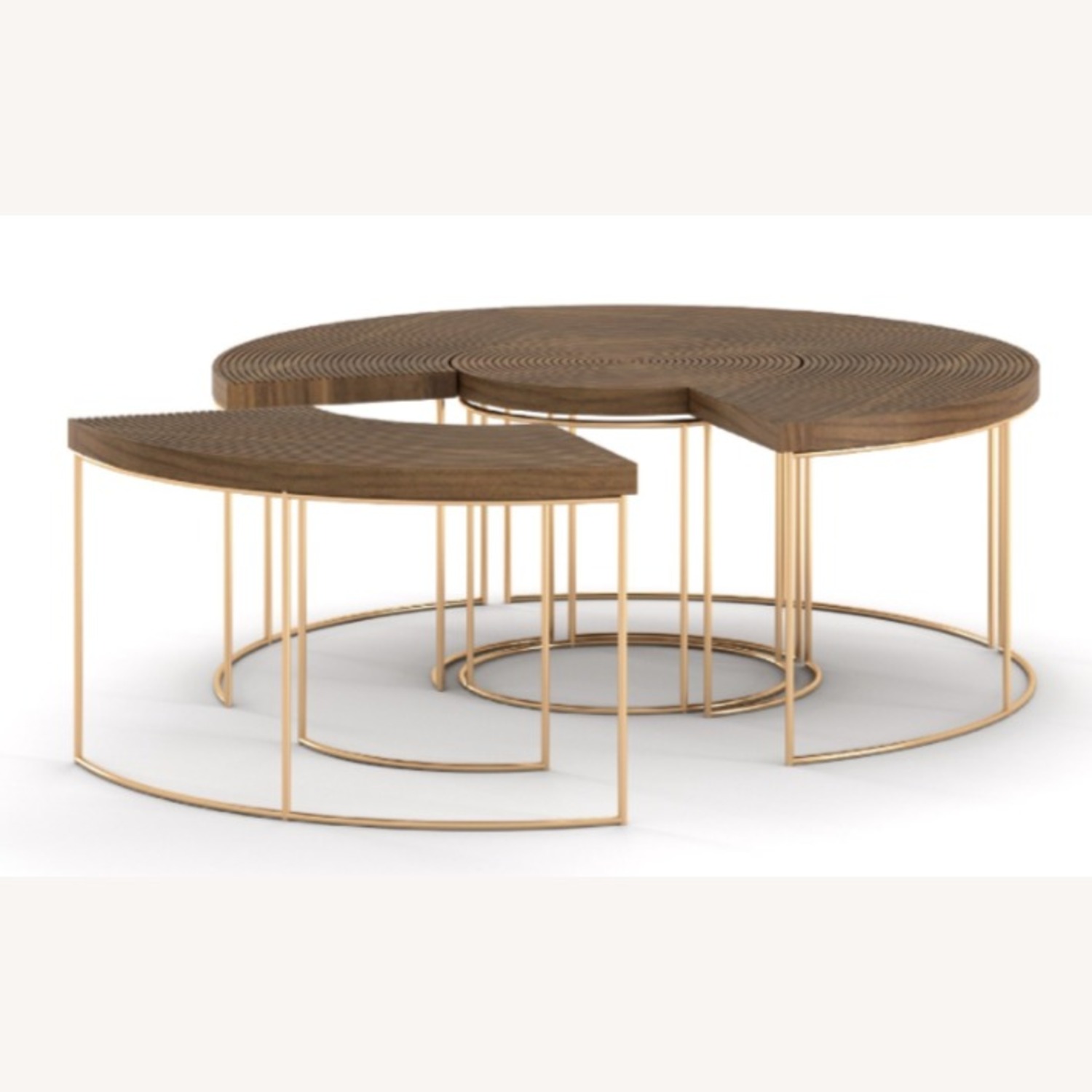 Ripples Coffee Table - Walnut & Gold Finish - image-2