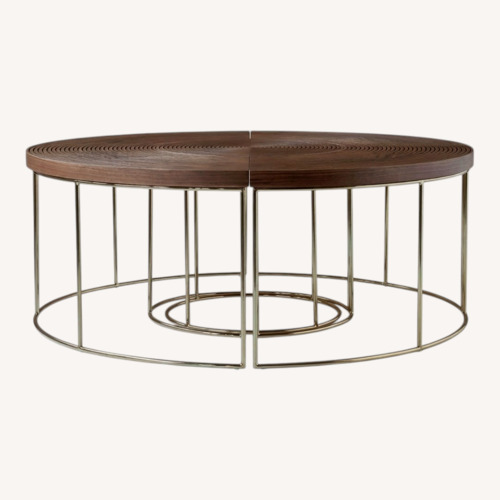 Used Ripples Coffee Table - Walnut & Gold Finish for sale on AptDeco