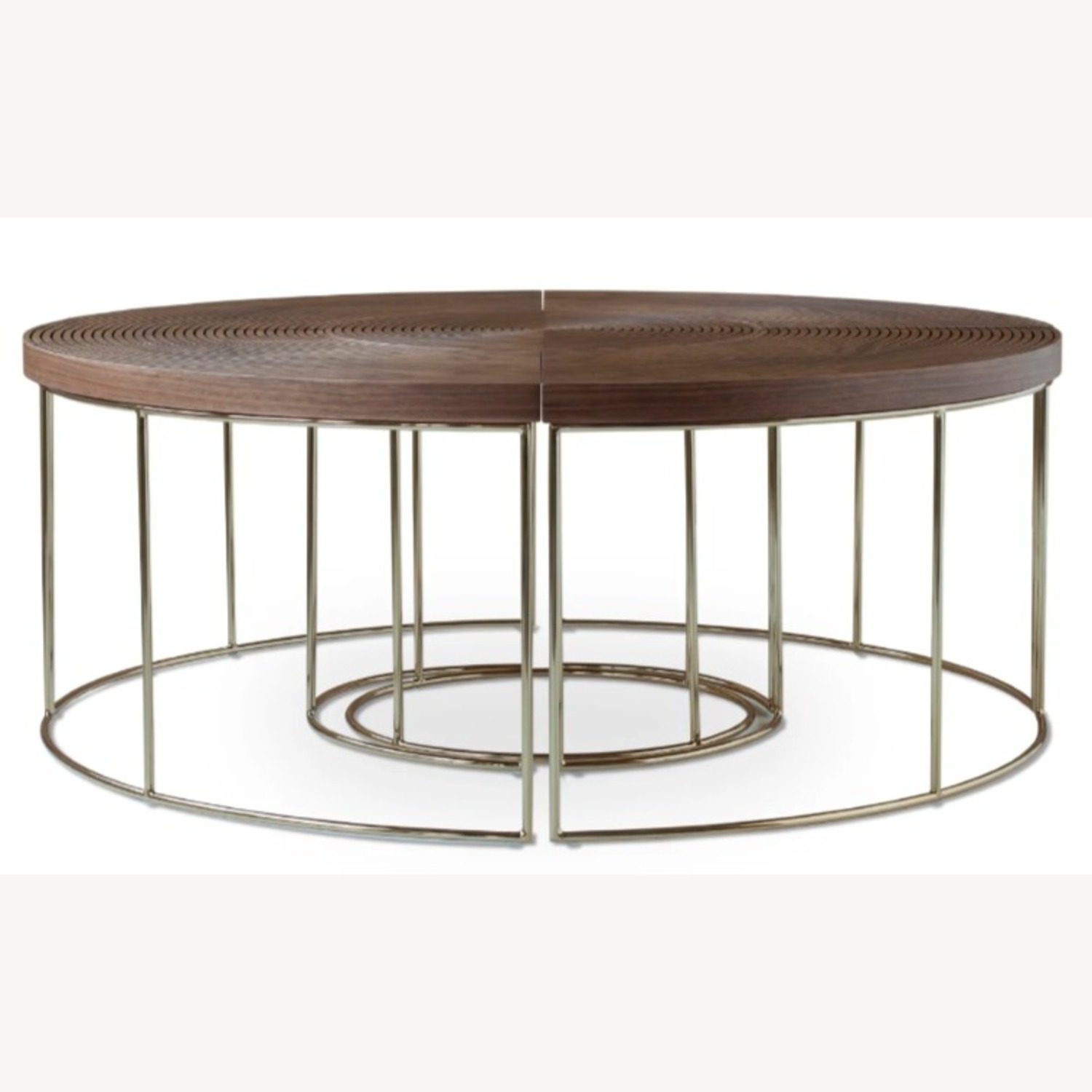 Ripples Coffee Table - Walnut & Gold Finish - image-1