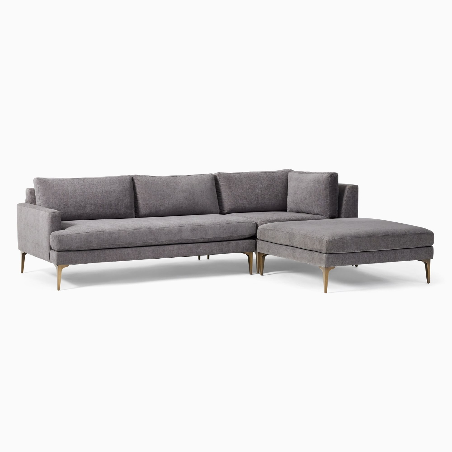 West Elm Light Gray Fabric 3+ Piece Sectional - image-4