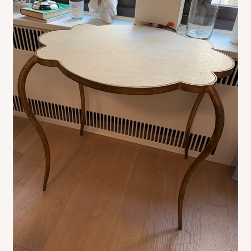 Used White Marble + Gold Side Table for sale on AptDeco
